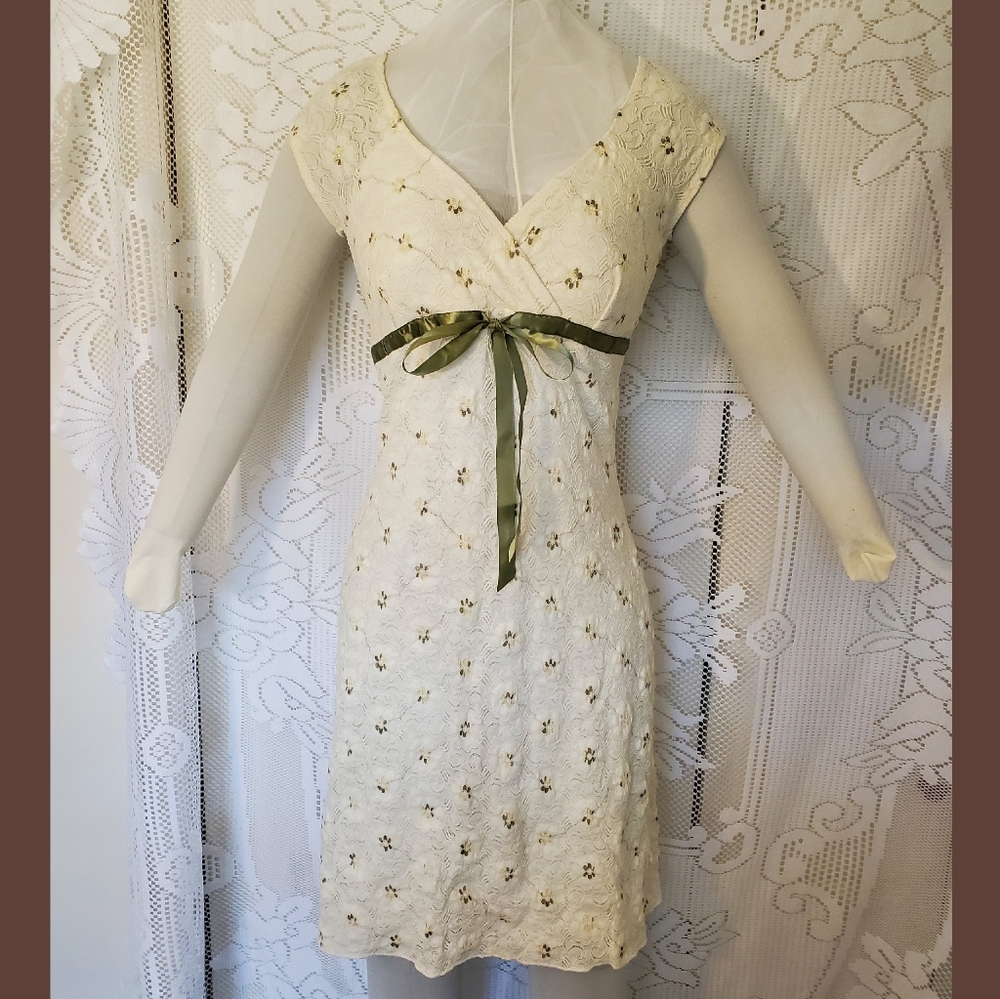 Taboo lace and embroidery cap sleeve dress